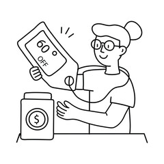 Discount Tag vector outline illustrations. EPS 10 file