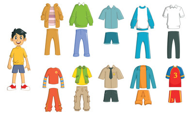 Set of boys clothes. editable vector, you can mix and match it