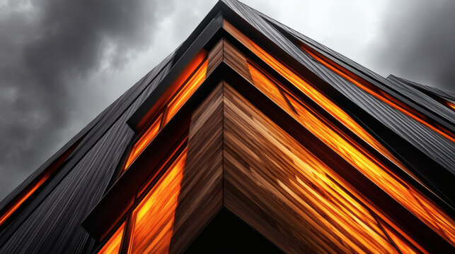  A sharp, angular view of a modern apartment building