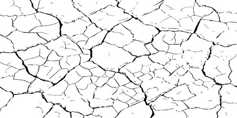 Abstract messy and distressed element for overlay.Grunge black and white crack texture background.vector