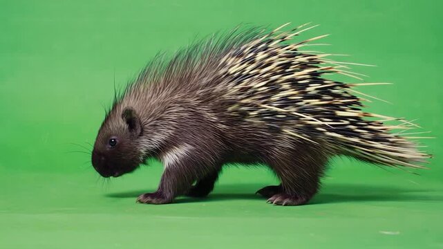 Porcupine profile against green background