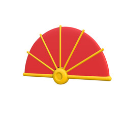3D Cartoon Red and Yellow Chinese Folding Fan