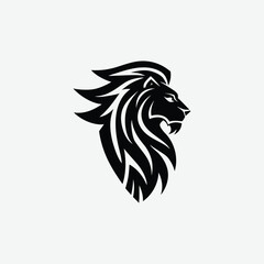Bold Minimalist Lion Logo Design – Abstract Black Silhouette on White Background for Authority and Leadership