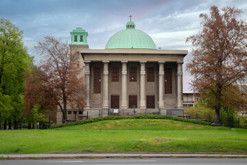 View of Hussite Church (Husuv sbor) in Olomouc, Czechia