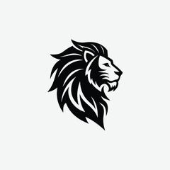 Bold Minimalist Lion Logo Design – Abstract Black Silhouette on White Background for Authority and Leadership