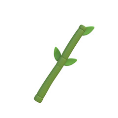 3D Render of a Green Bamboo Plant with Leaves