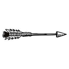 This is a beautifully handdrawn Arrow Illustration that incorporates vibrant Feathers