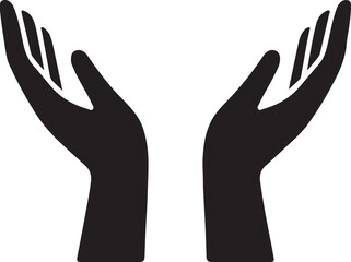 Obraz premium Silhouette of hands in various poses, symbolizing help, care, connection, support, communication, and human interaction.