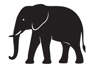 elephant wild animal logo silhouette vector, elephant icon logo silhouette, elephant silhouette vector illustration, african elephant silhouette vector isolated on white background