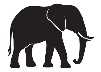 elephant wild animal logo silhouette vector, elephant icon logo silhouette, elephant silhouette vector illustration, african elephant silhouette vector isolated on white background