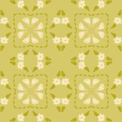 Seamless Textured Green Floral Pattern Illustration