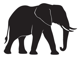 Fototapeta premium elephant wild animal logo silhouette vector, elephant icon logo silhouette, elephant silhouette vector illustration, african elephant silhouette vector isolated on white background