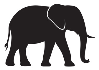 Fototapeta premium elephant wild animal logo silhouette vector, elephant icon logo silhouette, elephant silhouette vector illustration, african elephant silhouette vector isolated on white background