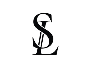 Stylish SL Letter Combination Icon. Minimalist SL Typography Logo Vector. A minimalist SL monogram logo combining the letters S and L in a stylish black silhouette design.