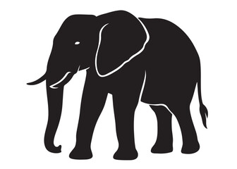 elephant wild animal logo silhouette vector, elephant icon logo silhouette, elephant silhouette vector illustration, african elephant silhouette vector isolated on white background
