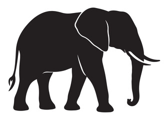 Fototapeta premium elephant wild animal logo silhouette vector, elephant icon logo silhouette, elephant silhouette vector illustration, african elephant silhouette vector isolated on white background