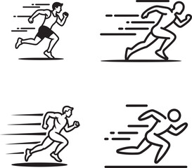 fast run icon outline. running icon. Fitness Running Silhouette .