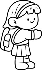 Cartoon Boys and Girls Elements Go to School 