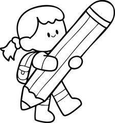 Cartoon Boys and Girls Elements Go to School 