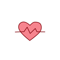 Minimal heart icon with heartbeat line representing love, cardiology, health care, emotion, and medical diagnostics