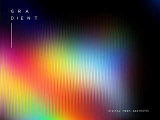 3d glassmorphism glass with iridescent colors on the black. Abstract gradient background. Corrugated trendy texture. Vector illustration.