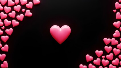 pink hearts black background