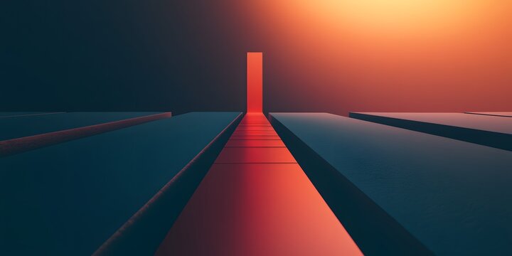 Abstract geometric pathway with vivid color