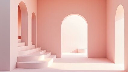 Ancient stone arches and columns form a historic medieval palace corridor entrance