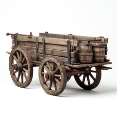 Fototapeta premium Antique wooden wagon with barrels