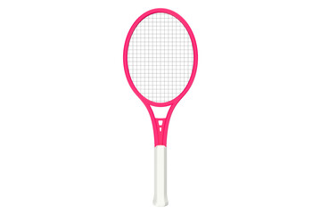 High-quality, vibrant pink tennis racket graphic, isolated on a PNG Transparent HD Background. Perfect for design projects needing a clean sport or leisure element. High resolution.