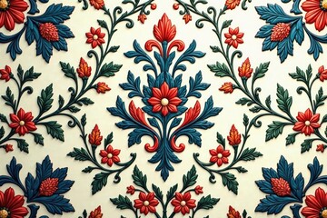Elegant floral damask pattern, intricate design, flower, retro