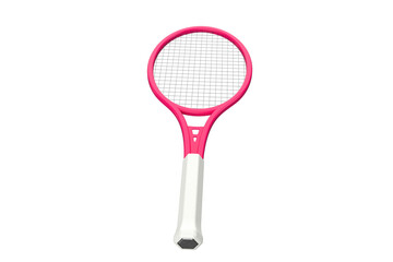 High-quality, vibrant pink tennis racket graphic, isolated on a PNG Transparent HD Background. Perfect for design projects needing a clean sport or leisure element. High resolution.