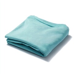 Fototapeta premium Folded teal t-shirt on white background