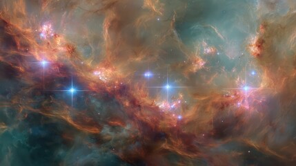 Breathtaking Cosmic Nebula Displaying Vibrant Colors and Twinkling Stars in Deep Space, Showcasing the Wonders of the Universe and Celestial Beauty