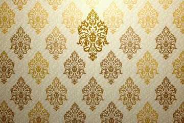 Intricate floral damask wallpaper in muted gold tones , damask, flower