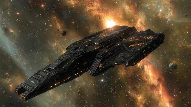 A futuristic space ship orbiting the cosmos 