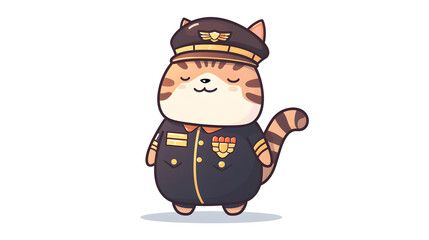 Fototapeta premium Cartoon cat in pilot uniform