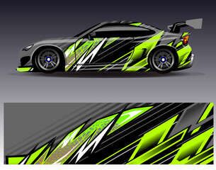 Car wrap design vector. Graphic abstract stripe racing background designs for vehicle, rally, race, adventure and car racing livery