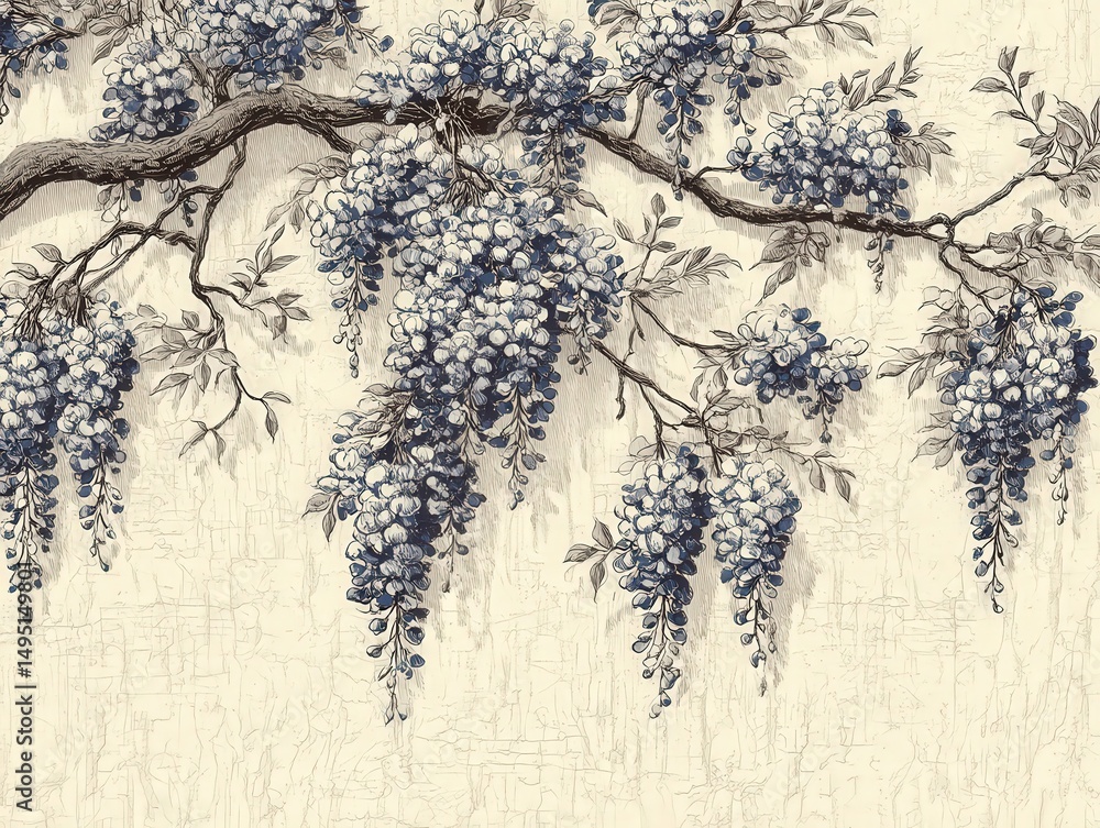 Poster seamless pattern of climbing plants with elegant trailing vines