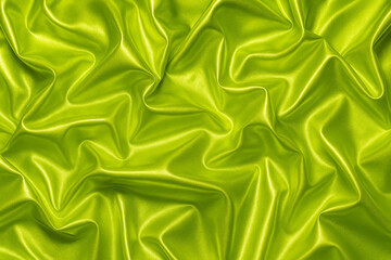 High-Resolution Neon Lime Green Shiny Fabric Texture Background with Metallic Wrinkles for Digital Design, Art, Fashion, and Branding Projects