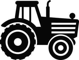 Classic American Farm Tractor Silhouette Minimalist Bold Black Design