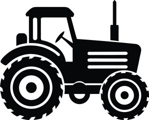 Classic American Farm Tractor Silhouette Minimalist Bold Black Design