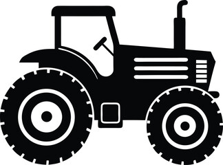 Classic American Farm Tractor Silhouette Minimalist Bold Black Design