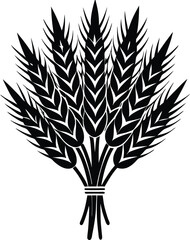 Minimalist Black Silhouette of a Wheat Sheaf Rustic Farm Design Element