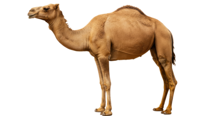 Standing Dromedary Camel with Single Hump & Long Legs - Isolated High-Resolution Wildlife
