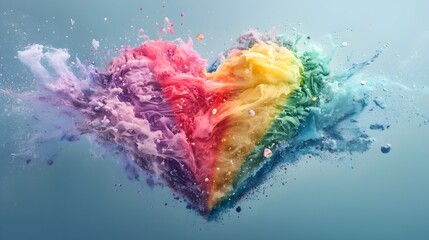 Heart abstract with pride flag colors radiates love and celebrates diversity during Pride Month