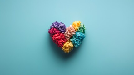 Colorful heart design radiating love with a pride flag for diversity and LGBTQ celebration