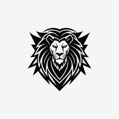 Bold Minimalist Lion Logo Design – Abstract Black Silhouette on White Background for Authority and Leadership