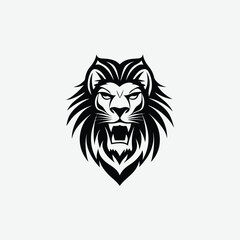 Bold Minimalist Lion Logo Design – Abstract Black Silhouette on White Background for Authority and Leadership