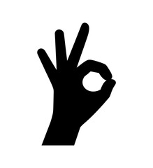 Ok hand gesture black silhouette vector graphic